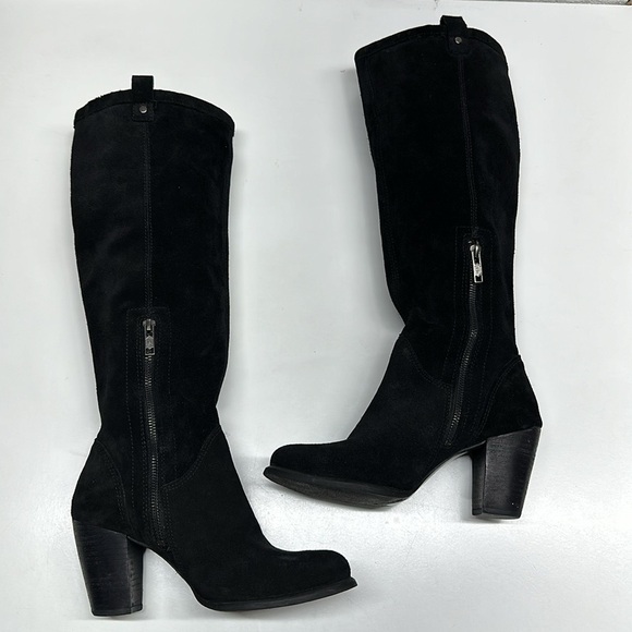 UGG Ava Boots Tall High Heeled Boot Water Resistant Suede Size Zip Black Size 7 - Picture 6 of 13